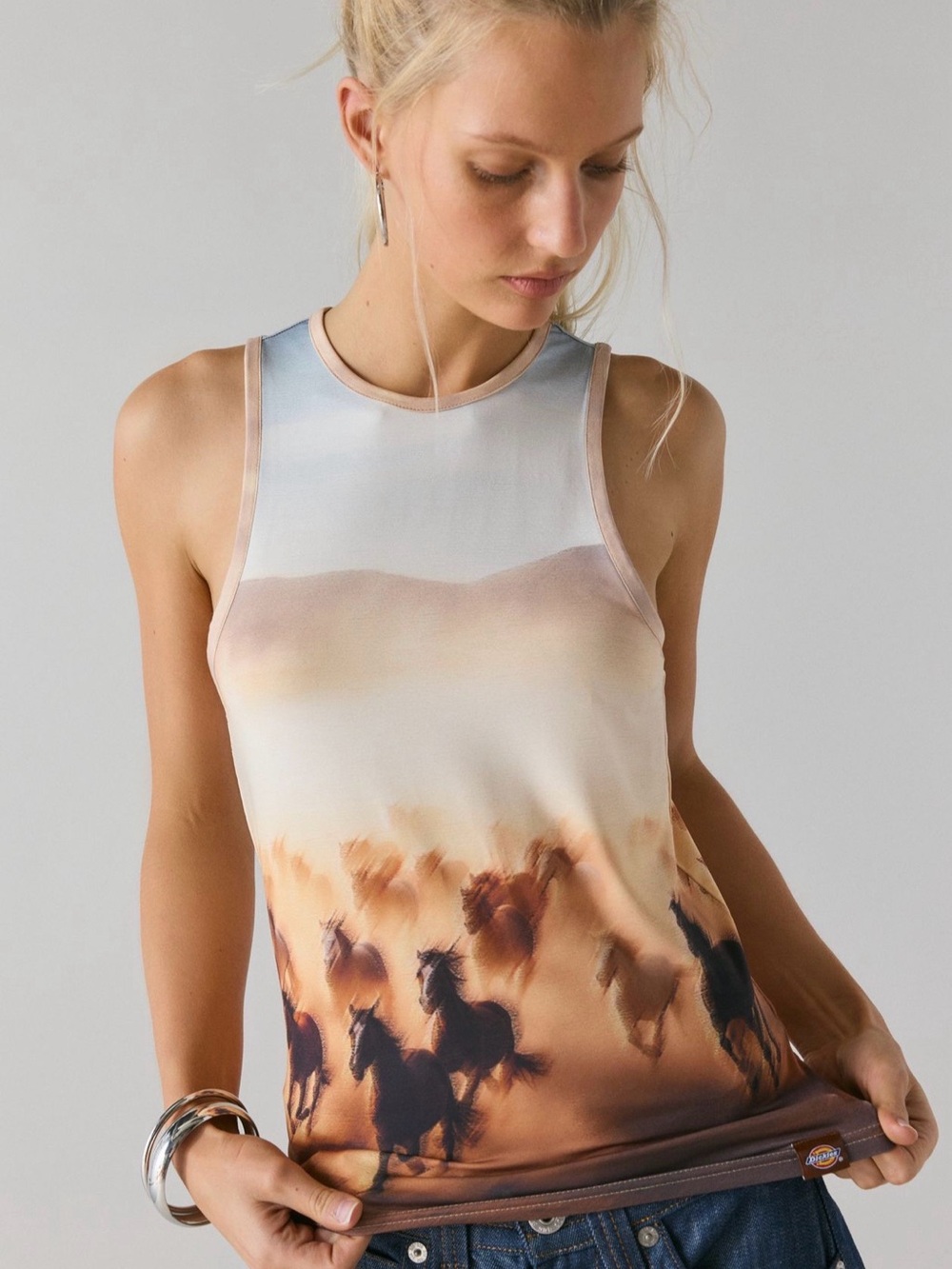 Dickies Urban Outfitters Scenic Horse-Print Sleeveless Tank Top - Beige Multi
